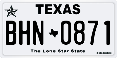 TX license plate BHN0871