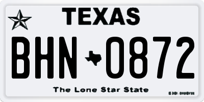 TX license plate BHN0872