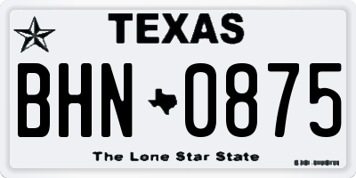 TX license plate BHN0875