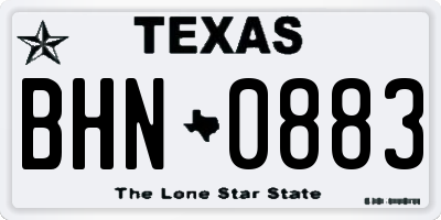 TX license plate BHN0883