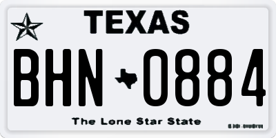 TX license plate BHN0884