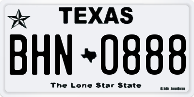 TX license plate BHN0888