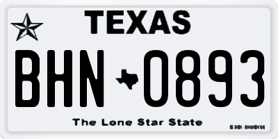 TX license plate BHN0893