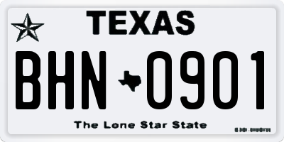 TX license plate BHN0901