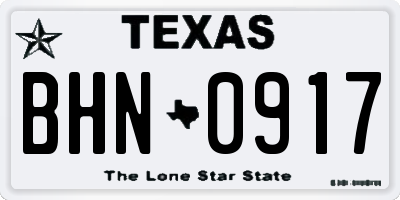 TX license plate BHN0917