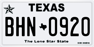 TX license plate BHN0920