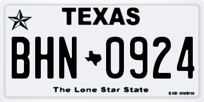 TX license plate BHN0924