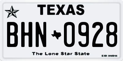 TX license plate BHN0928