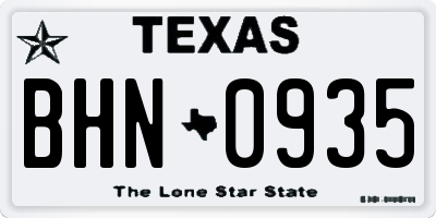 TX license plate BHN0935