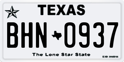 TX license plate BHN0937