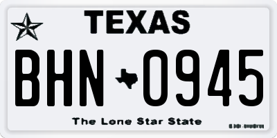 TX license plate BHN0945