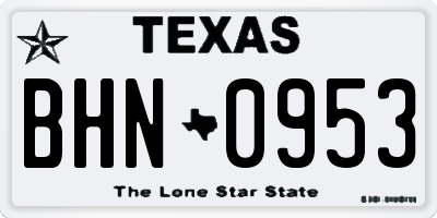 TX license plate BHN0953