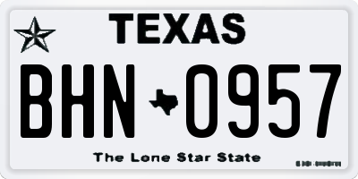 TX license plate BHN0957