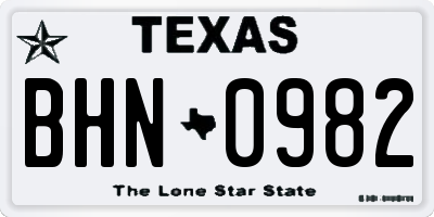 TX license plate BHN0982