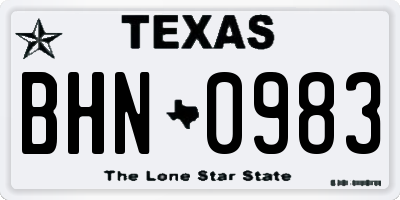 TX license plate BHN0983