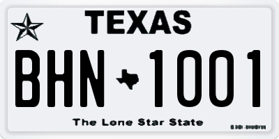 TX license plate BHN1001