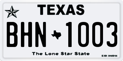 TX license plate BHN1003