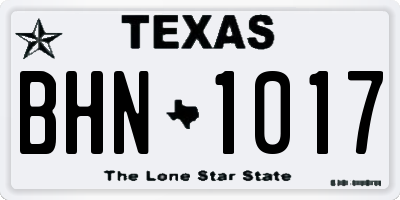 TX license plate BHN1017