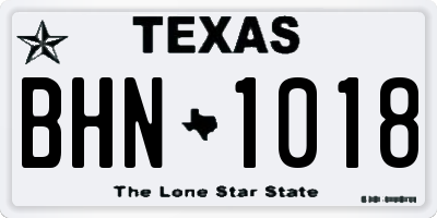TX license plate BHN1018