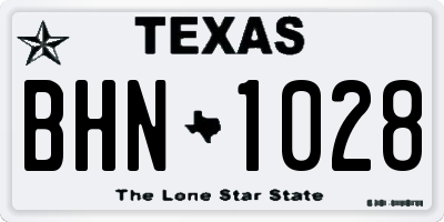 TX license plate BHN1028
