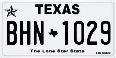 TX license plate BHN1029