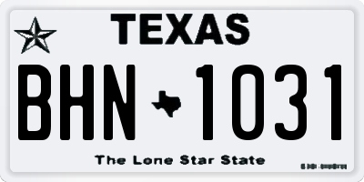 TX license plate BHN1031