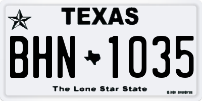 TX license plate BHN1035