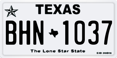 TX license plate BHN1037