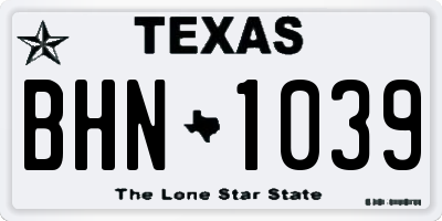TX license plate BHN1039
