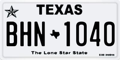 TX license plate BHN1040