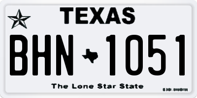 TX license plate BHN1051