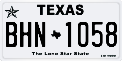 TX license plate BHN1058