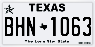 TX license plate BHN1063