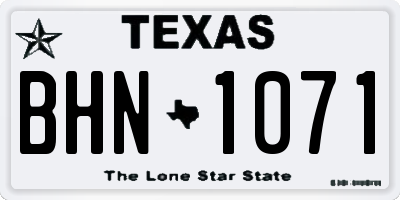 TX license plate BHN1071