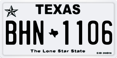 TX license plate BHN1106