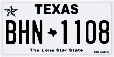 TX license plate BHN1108