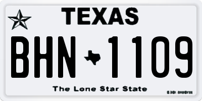 TX license plate BHN1109