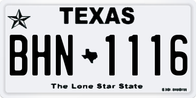 TX license plate BHN1116