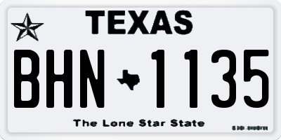 TX license plate BHN1135