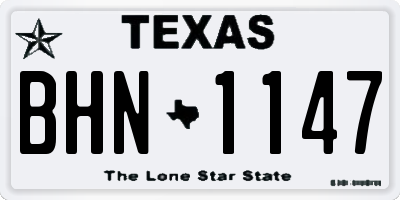 TX license plate BHN1147