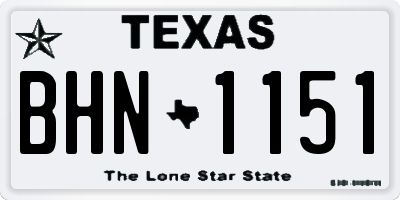 TX license plate BHN1151