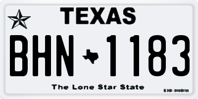 TX license plate BHN1183