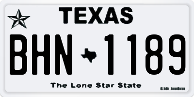 TX license plate BHN1189