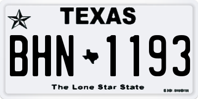 TX license plate BHN1193
