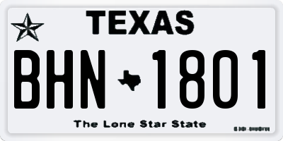 TX license plate BHN1801