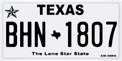 TX license plate BHN1807