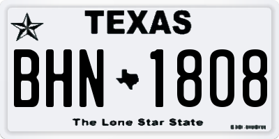 TX license plate BHN1808