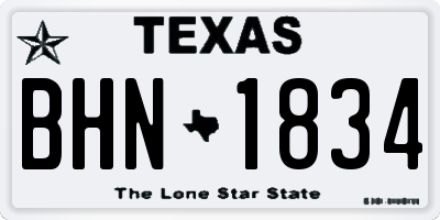 TX license plate BHN1834