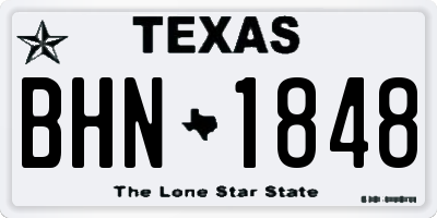 TX license plate BHN1848