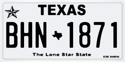 TX license plate BHN1871